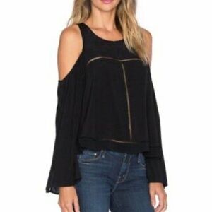 Lovers + Friends REVOLVE Cloud Break Cold Shoulder Black Top Size Medium